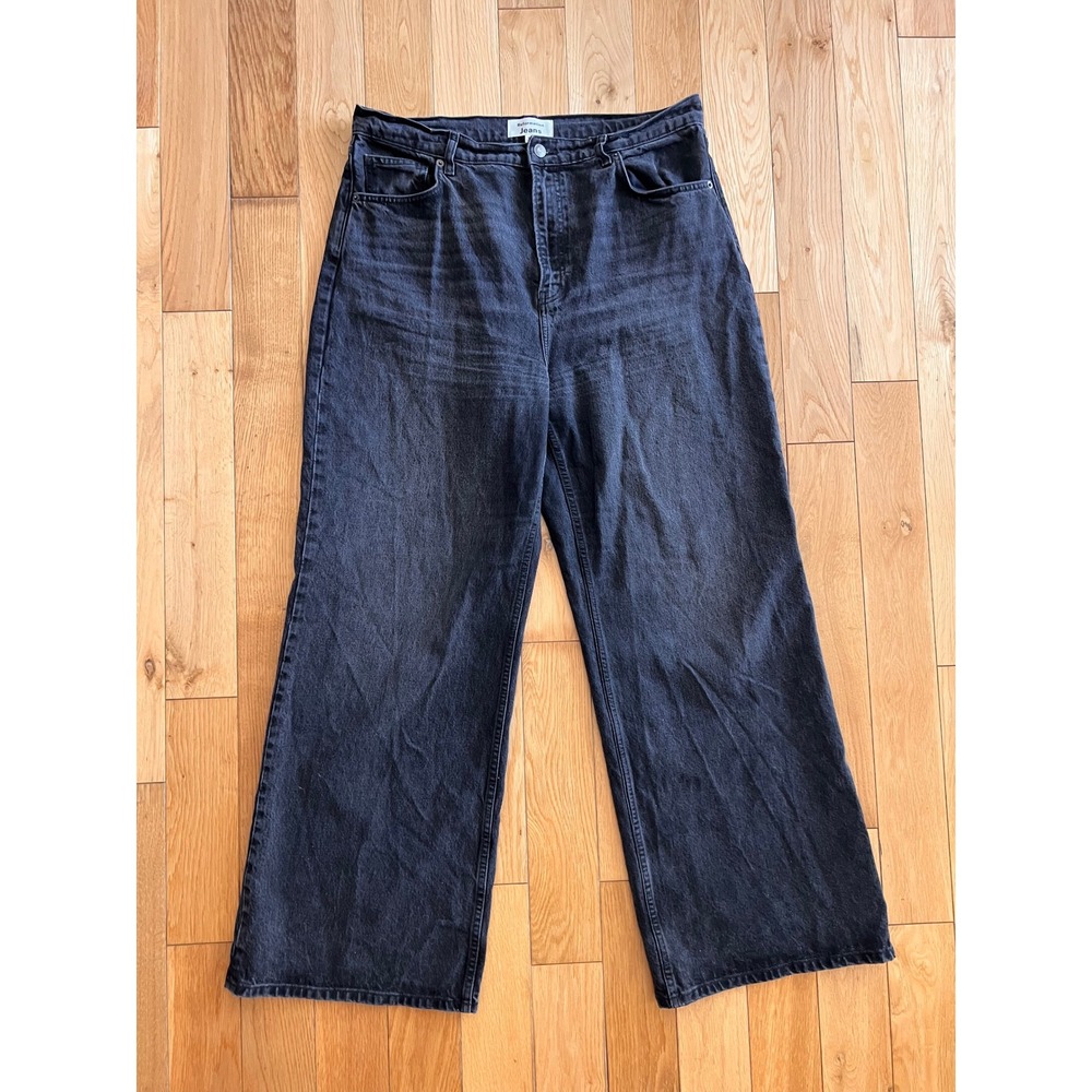 Reformation Cary High Rise Slouchy Wide Leg Jeans Summit Black Organic Womens 31